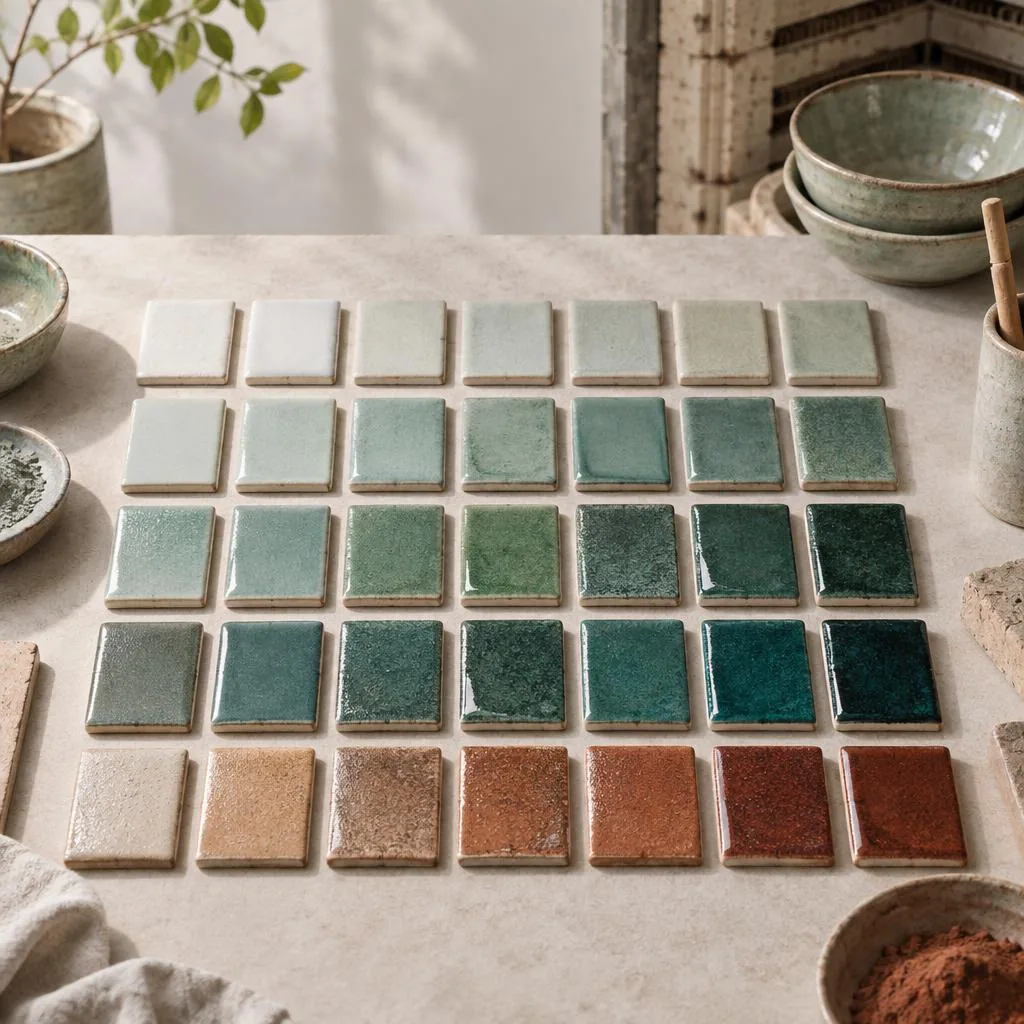 Ceramic glaze samples fired for approval before mass production